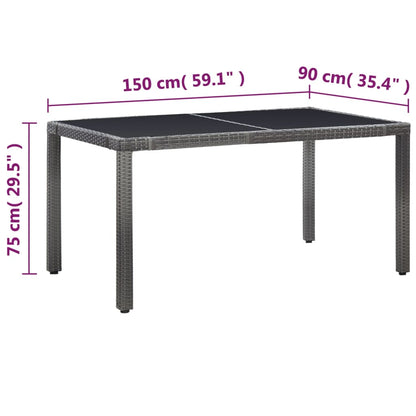 7 Piece Patio Dining Set Poly Rattan Gray