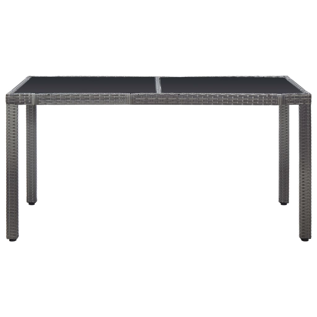 7 Piece Patio Dining Set Poly Rattan Gray