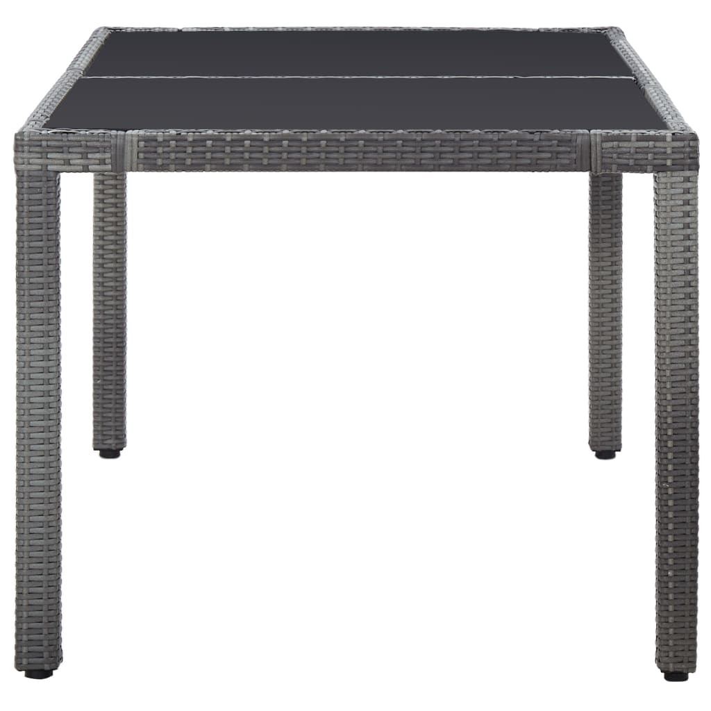 7 Piece Patio Dining Set Poly Rattan Gray