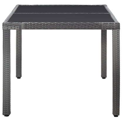 7 Piece Patio Dining Set Poly Rattan Gray