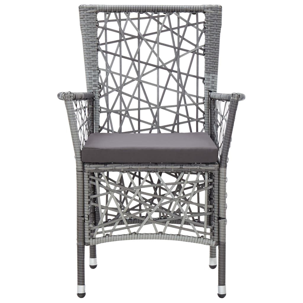 7 Piece Patio Dining Set Poly Rattan Gray