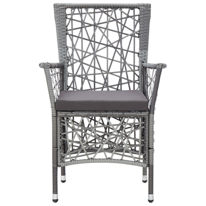 7 Piece Patio Dining Set Poly Rattan Gray