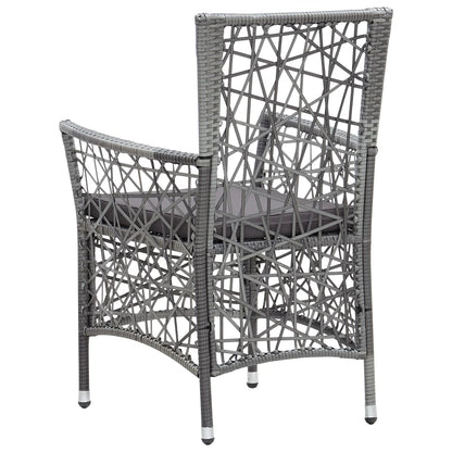 7 Piece Patio Dining Set Poly Rattan Gray