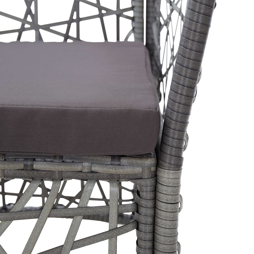 7 Piece Patio Dining Set Poly Rattan Gray