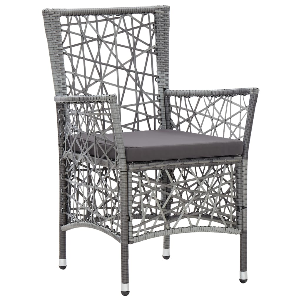 5 Piece Patio Dining Set Poly Rattan Gray