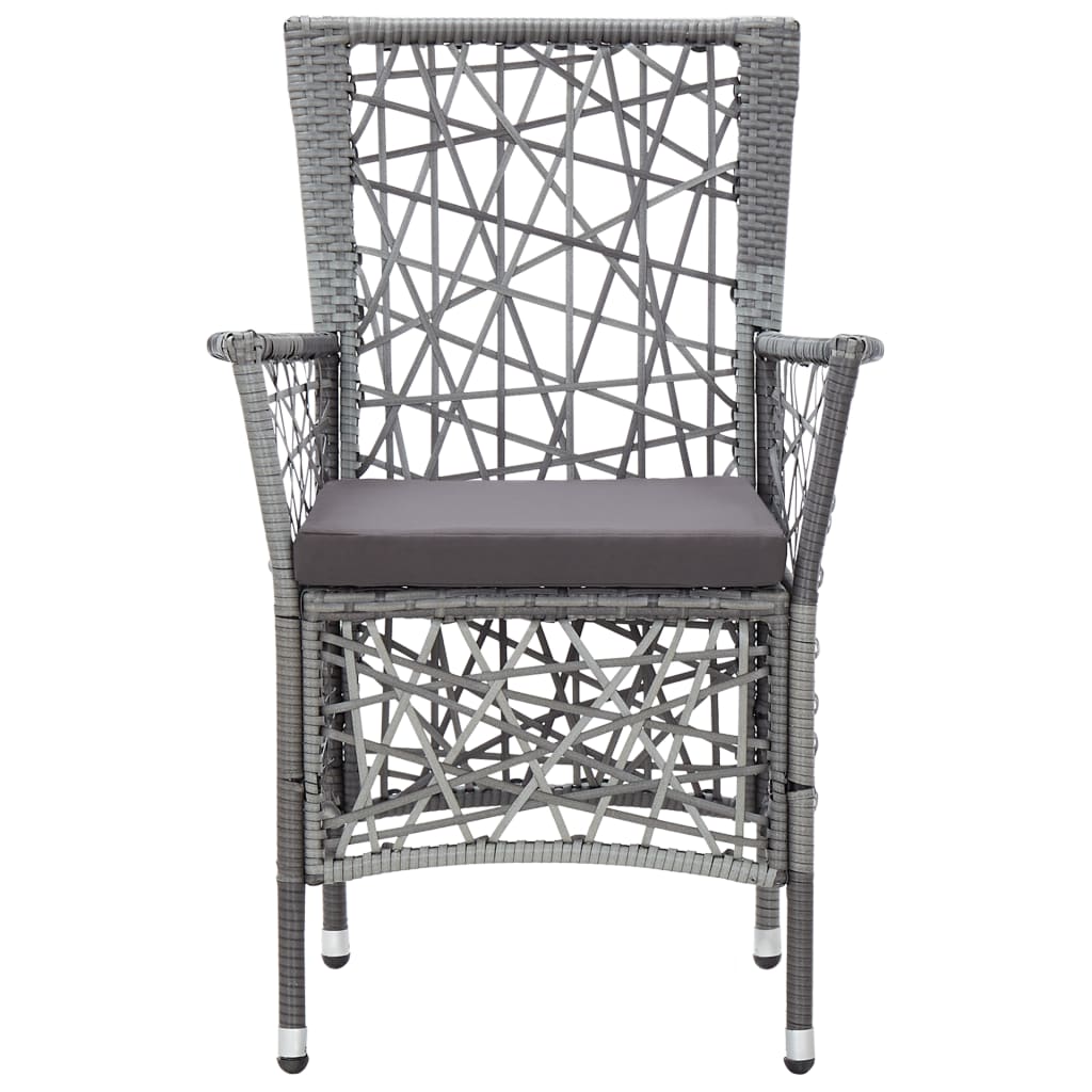 5 Piece Patio Dining Set Poly Rattan Gray