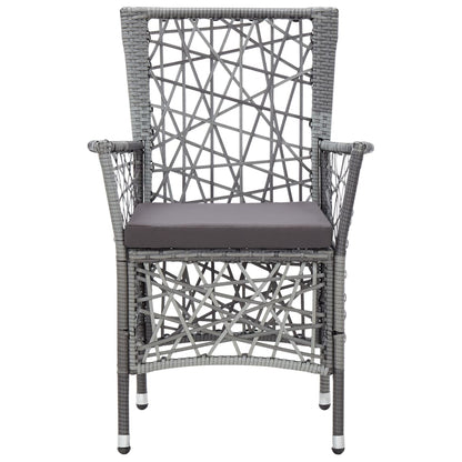 5 Piece Patio Dining Set Poly Rattan Gray