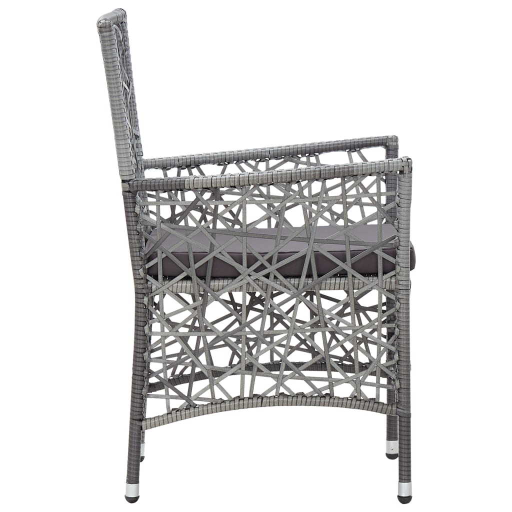 5 Piece Patio Dining Set Poly Rattan Gray