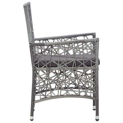5 Piece Patio Dining Set Poly Rattan Gray