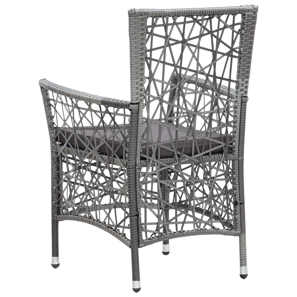 5 Piece Patio Dining Set Poly Rattan Gray
