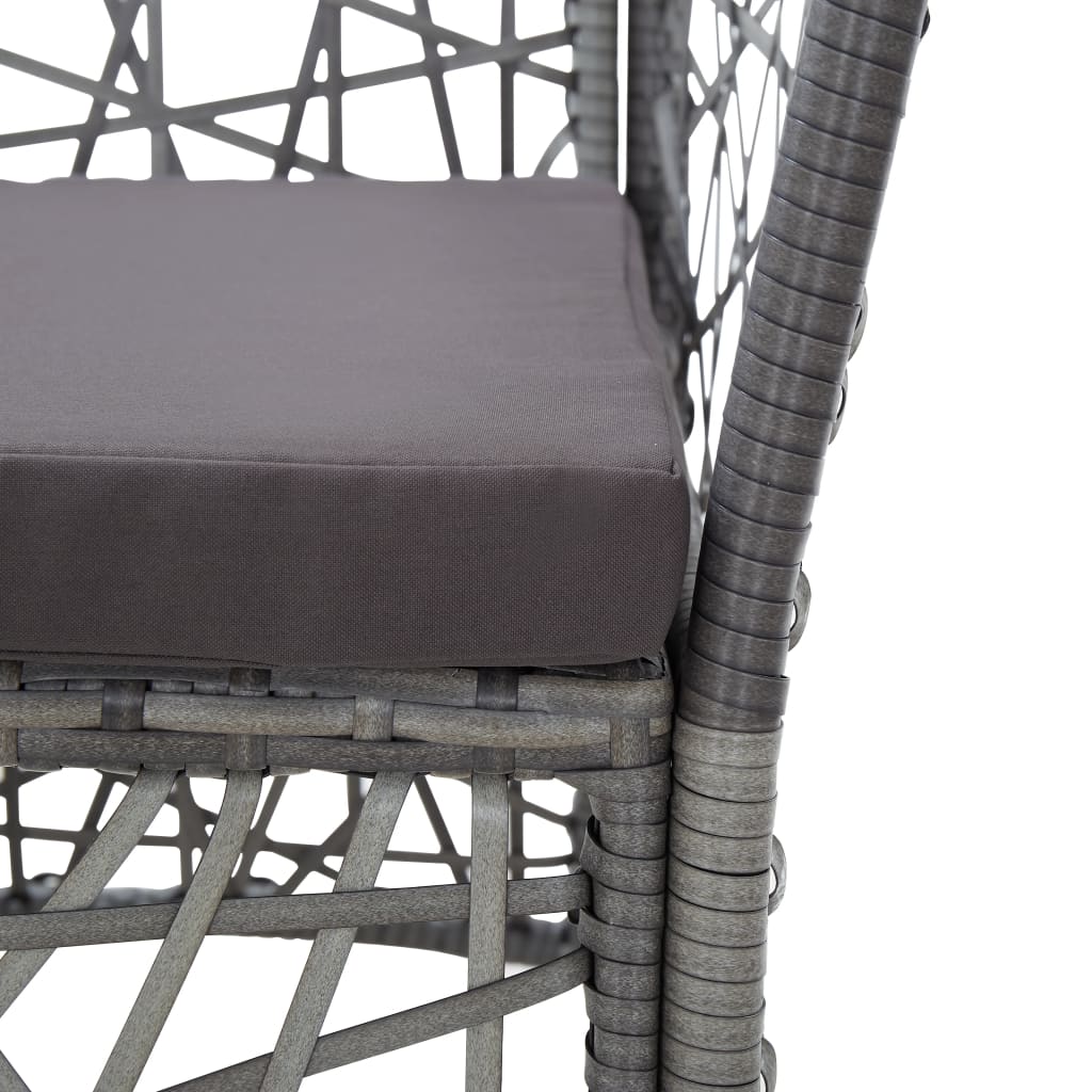 5 Piece Patio Dining Set Poly Rattan Gray