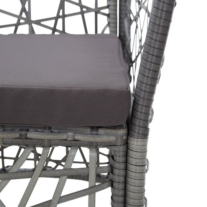 5 Piece Patio Dining Set Poly Rattan Gray