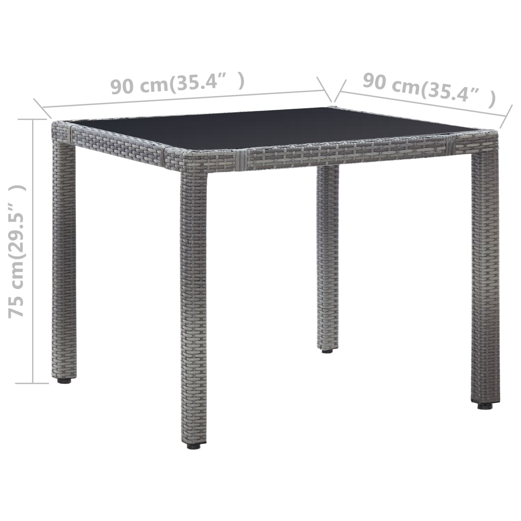 5 Piece Patio Dining Set Poly Rattan Gray