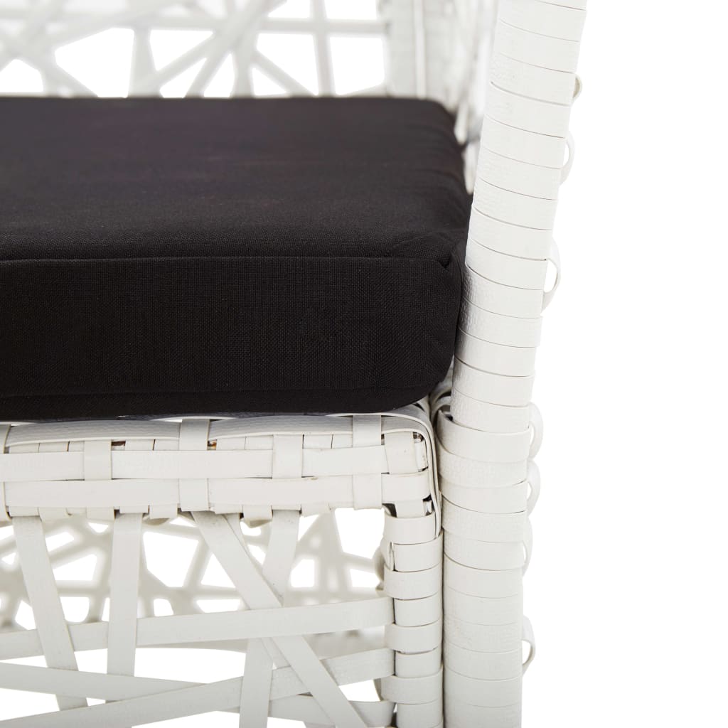 7 Piece Patio Dining Set Poly Rattan White