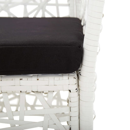 7 Piece Patio Dining Set Poly Rattan White