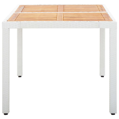 7 Piece Patio Dining Set Poly Rattan White