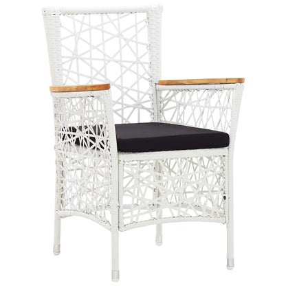 7 Piece Patio Dining Set Poly Rattan White