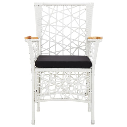 7 Piece Patio Dining Set Poly Rattan White