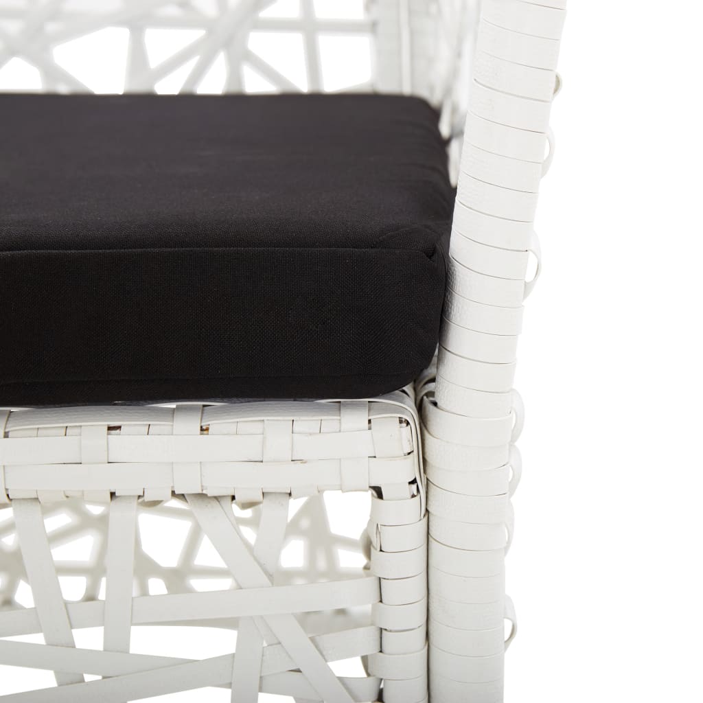 5 Piece Patio Dining Set Poly Rattan White