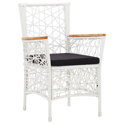5 Piece Patio Dining Set Poly Rattan White