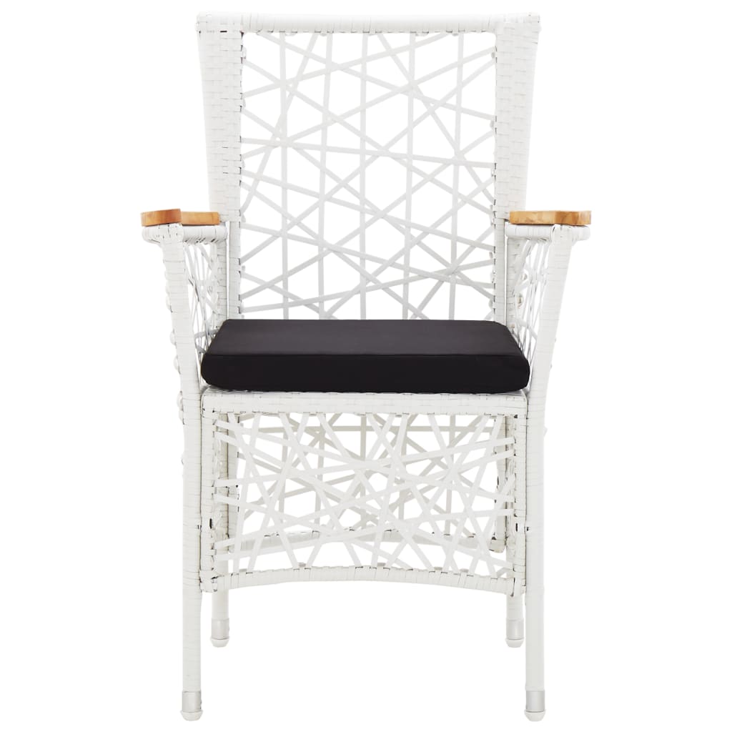 5 Piece Patio Dining Set Poly Rattan White