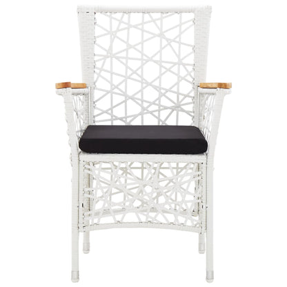 5 Piece Patio Dining Set Poly Rattan White