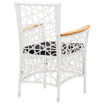 5 Piece Patio Dining Set Poly Rattan White