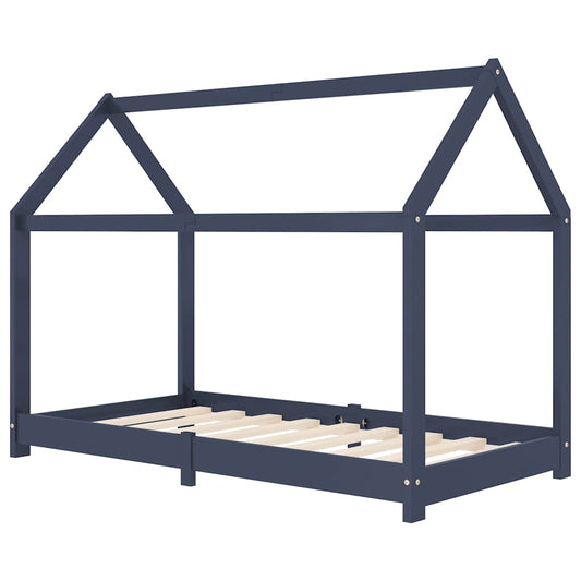 Kids Bed Frame | Grey | Solid pine wood, plywood | 80 x 160 cm