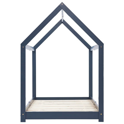 Kids Bed Frame Grey Solid Pine Wood 90x200 cm