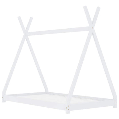 Kids Bed Frame White Solid Pine Wood 70x140 cm