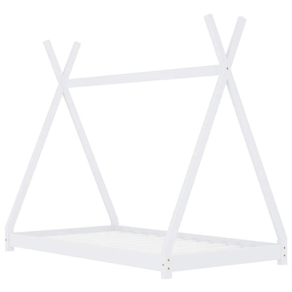 Kids Bed Frame White Solid Pine Wood 80x160 cm