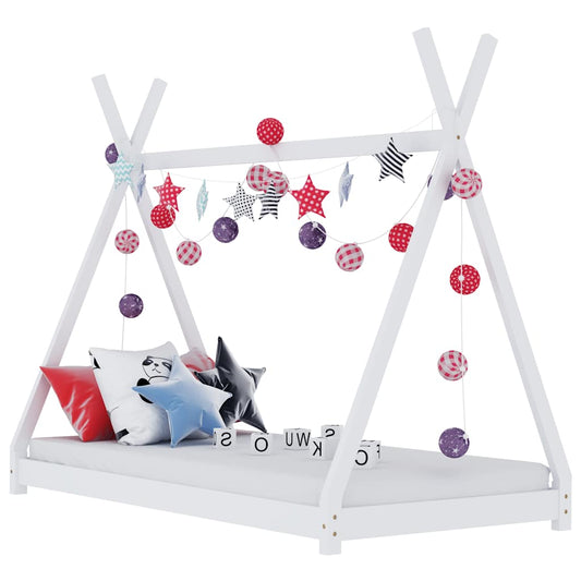 Kids Bed Frame | White | Solid pine wood | 90x200 cm | Kids Bed Frame