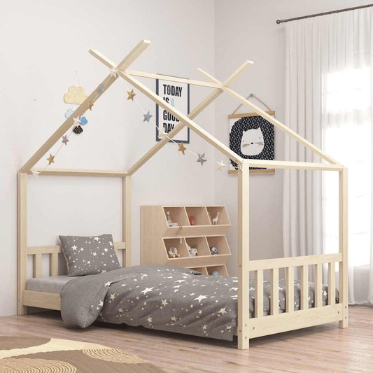 Kids Bed Frame | Natural Wood | Solid pine wood, plywood slats | 70x140cm