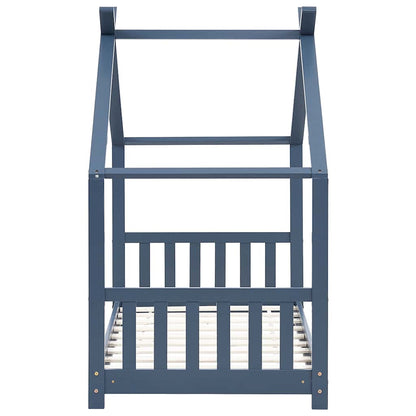 Kids Bed Frame Grey Solid Pine Wood 70x140 cm