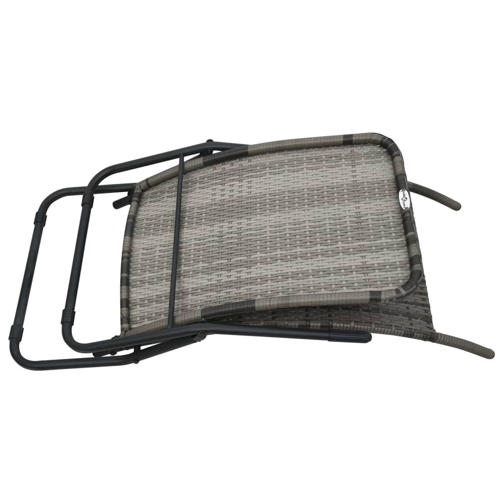 Sun Lounger Grey Made of PE rattan and powder-coated steel