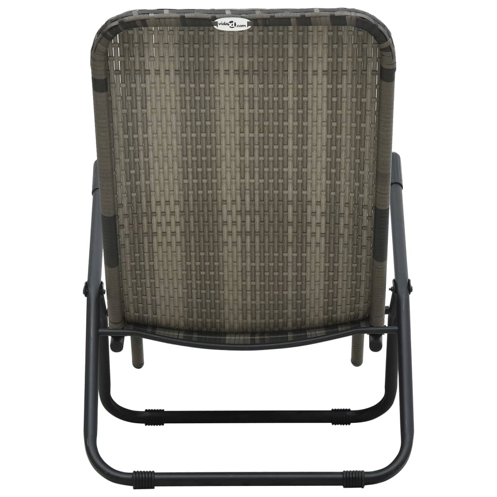 Sun Lounger Grey Made of PE rattan and powder-coated steel