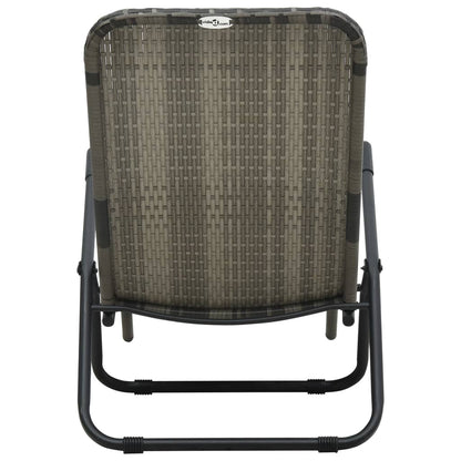 Sun Lounger Grey Made of PE rattan and powder-coated steel