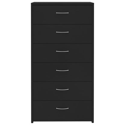 Sideboard with 6 Drawers Black 50x34x96 cm Engineered Wood