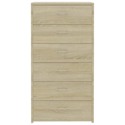 Sideboard with 6 Drawers Sonoma Oak 50x34x96 cm Engineered Wood