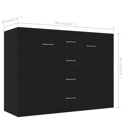 Sideboard Black 34.6x11.8x25.6" Engineered Wood