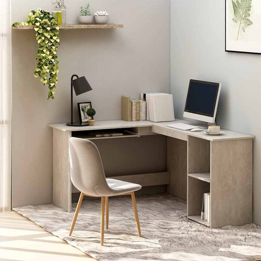 Corner Desk | Concrete Grey | Engineered Wood | Medium