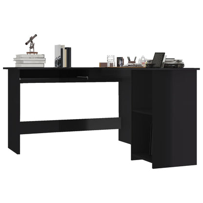 vidaXL Corner Desk High gloss black Engineered wood 47.2x55.1x29.5 in