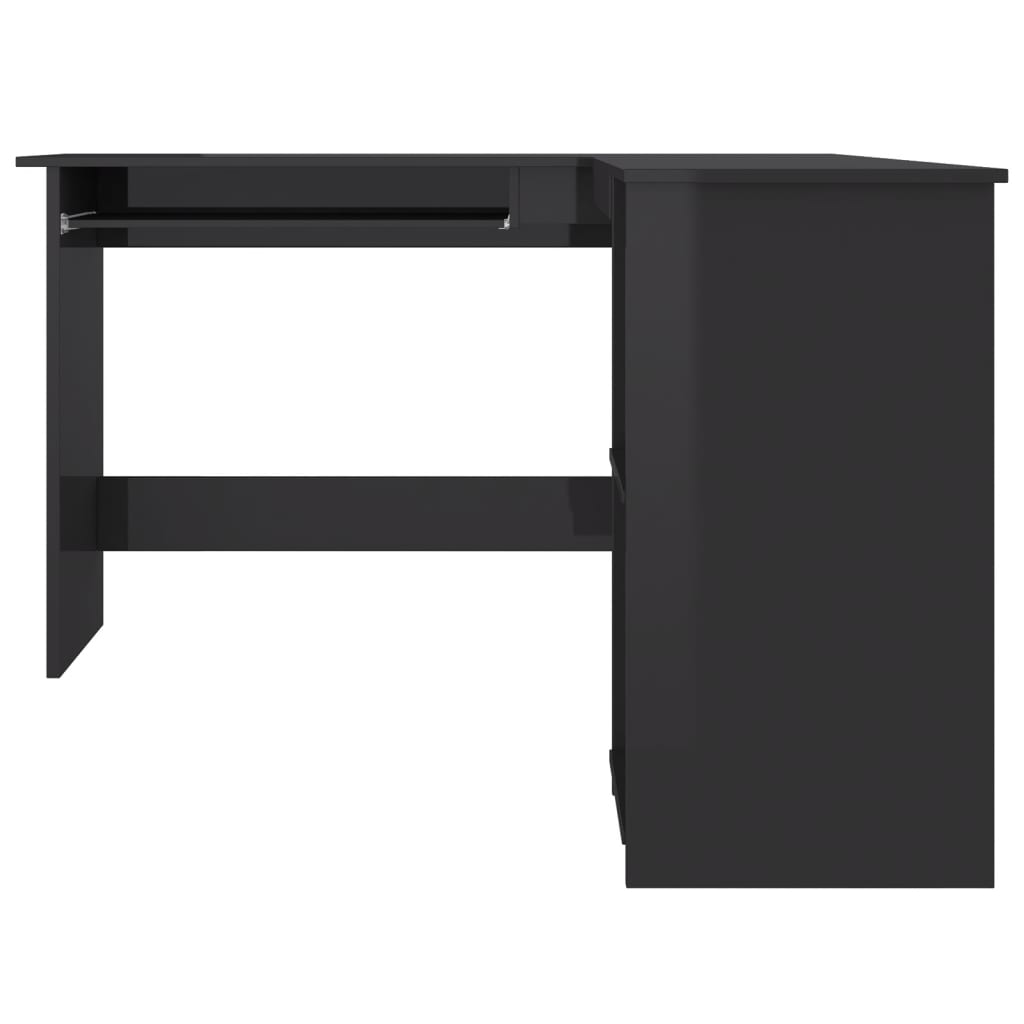 vidaXL Corner Desk High gloss black Engineered wood 47.2x55.1x29.5 in