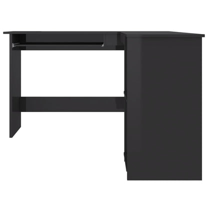 vidaXL Corner Desk High gloss black Engineered wood 47.2x55.1x29.5 in