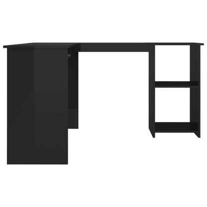 vidaXL Corner Desk High gloss black Engineered wood 47.2x55.1x29.5 in