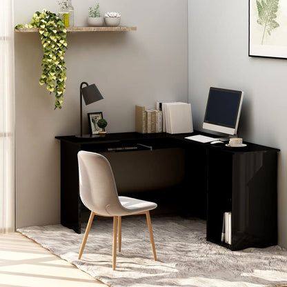 vidaXL Corner Desk High gloss black Engineered wood 47.2x55.1x29.5 in
