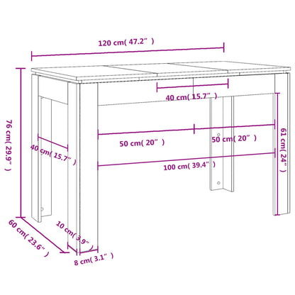 Dining Table Concrete Grey 120x60x76 cm Engineered Wood