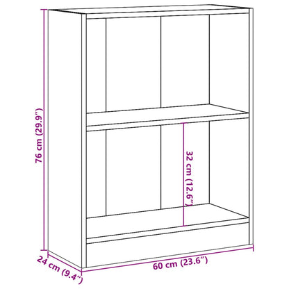 800858 vidaXL Bookshelf Sonoma Oak 60x24x76 cm Engineered Wood