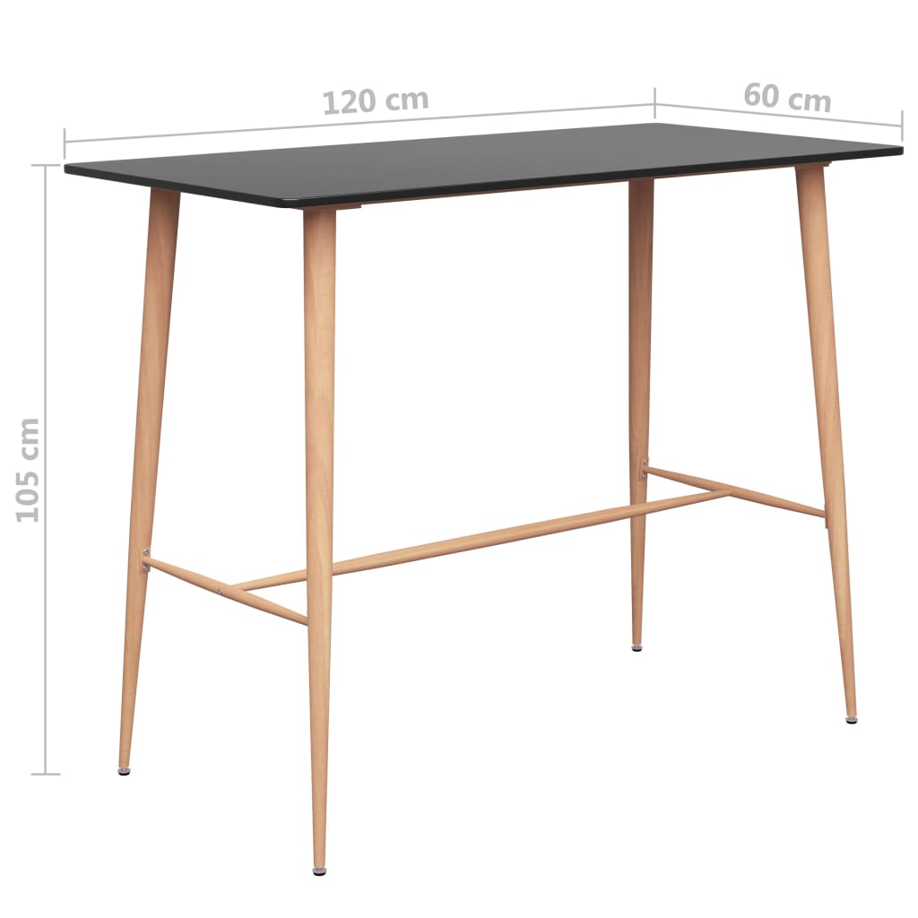 Bar Table Black 120x60x105 cm