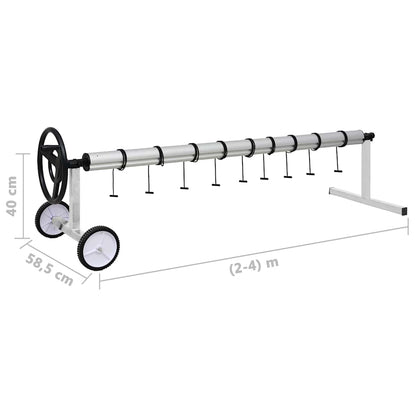 Pool Cover Roller | Silver and Black | Stainless Steel, Aluminium | Large